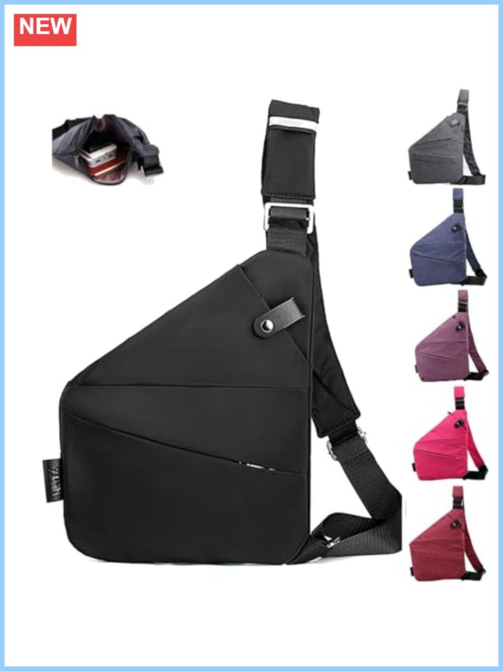 Anti Theft Sling Crossbody Bag Multi Pocket Travel Purse Unisex